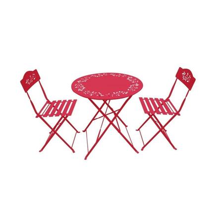 BENZARA ALP- Metal Bistro Set with Two Chairs - Red MSY100A-RD